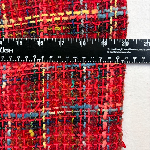 Vintage Women's Skirt Red Boucle Union-Made Wool 10 Plaid Academia Tartan Pencil - Picture 11 of 15